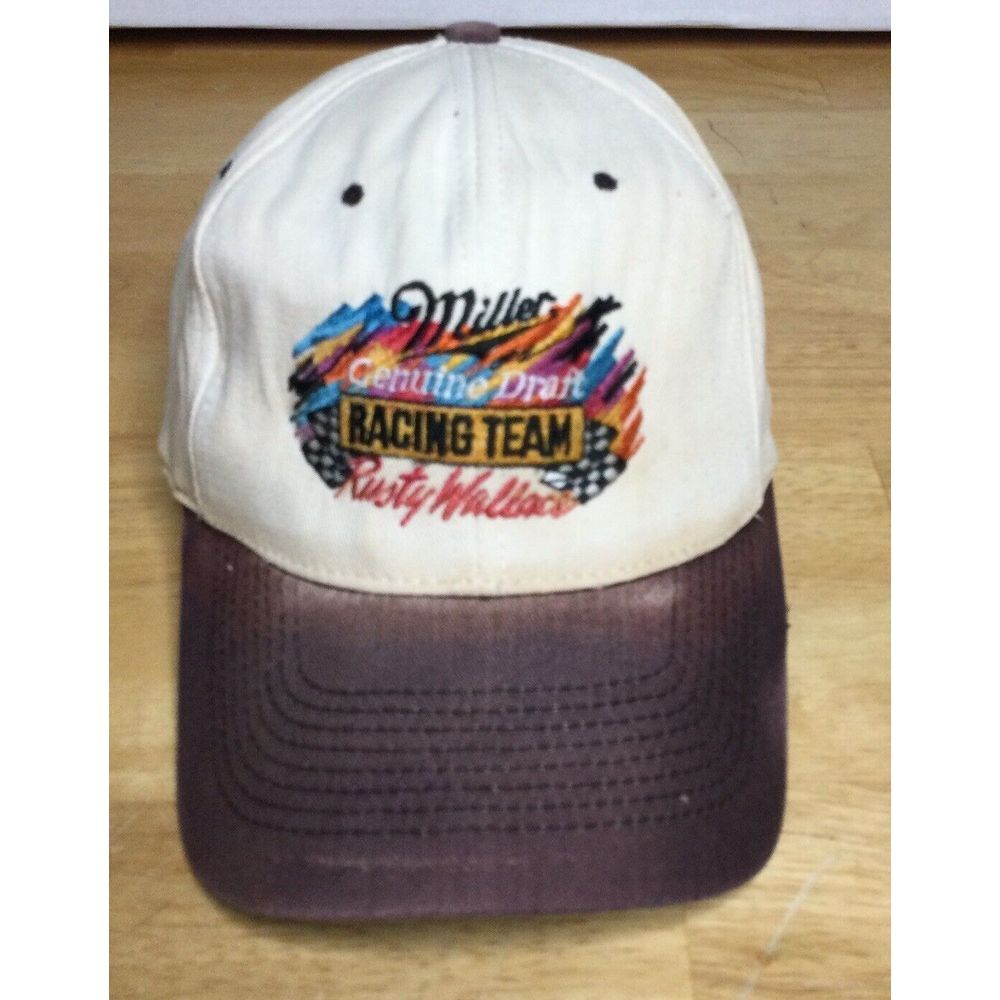 Vintage Rusty Wallace Snapback Hat Miller Genuine Draft Racing Team NASCAR Worn